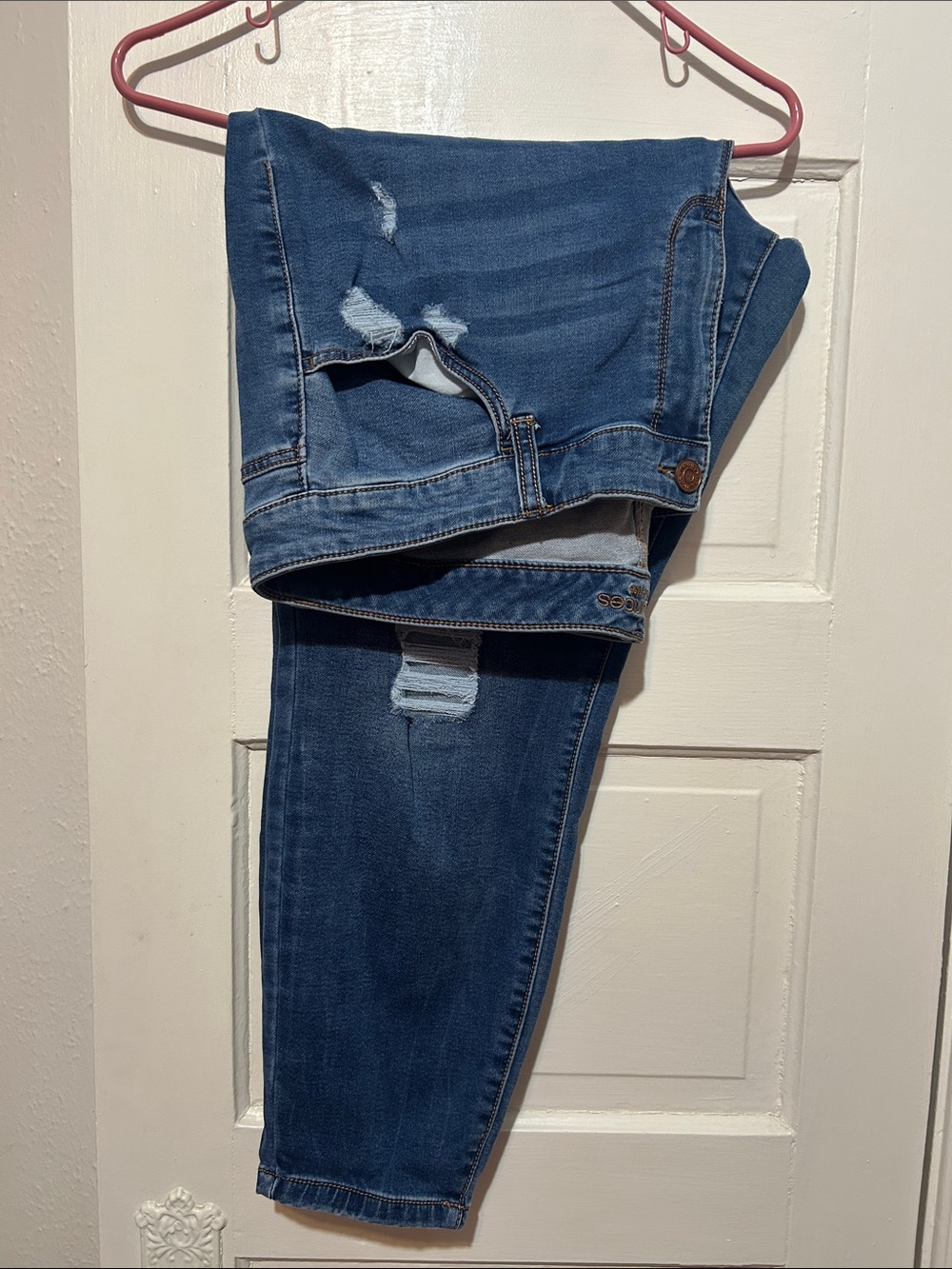 Maurices Blue Distressed Skinny Jeans